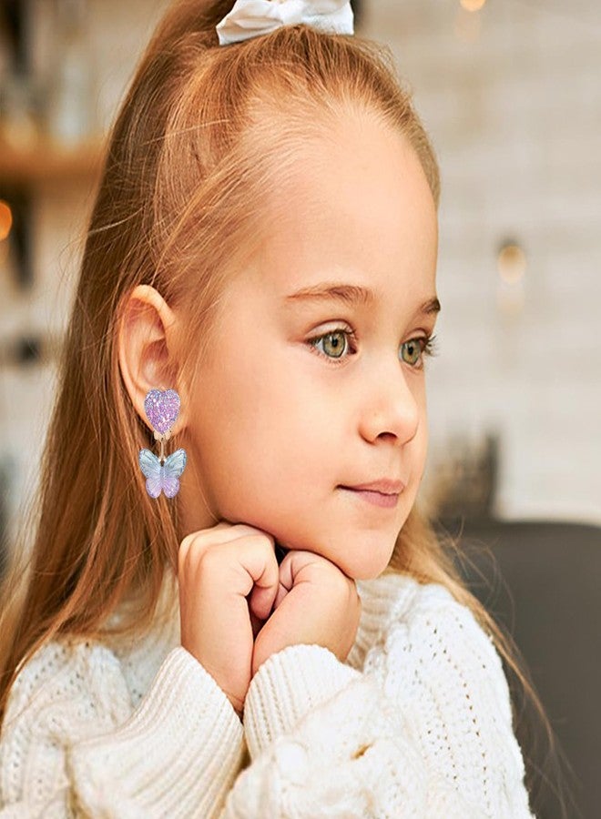 ERDOGLY Clip on Earrings for Girls, 16Pcs Kids Clip on Earrings for Little Girls Dangle Stick on Earring Party Favor, Toddler Earring Princess Pretend Play Dress up Jewelry Gifts - Image 2
